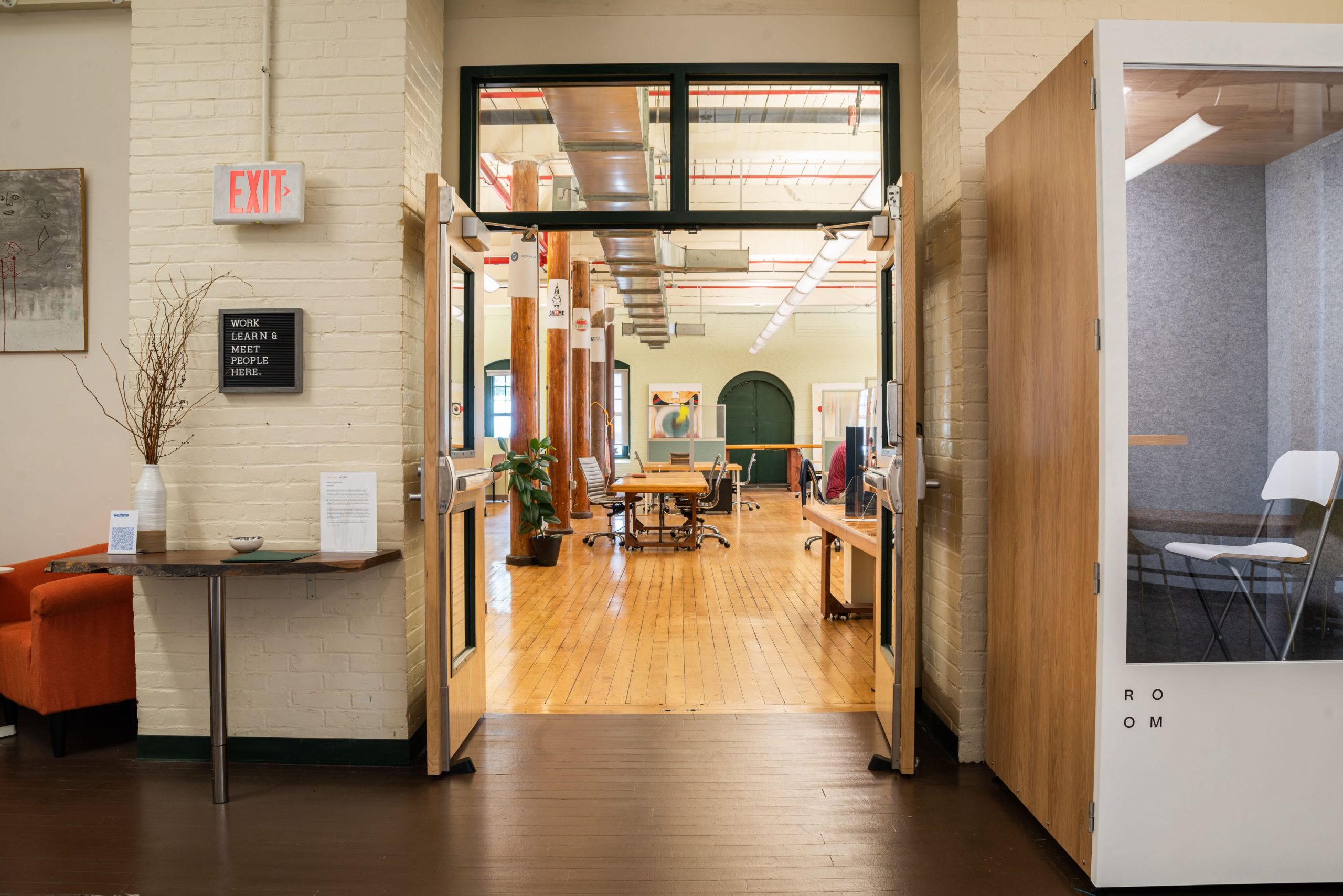 A brightly lit coworking space in new bedford MA