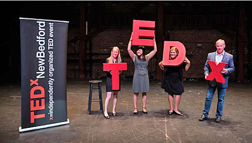 File photo from TedxNewBedford.org: The 2015 Core Team: Dena Haden and Sarah Athanas (Groundwork! co-founders), Dolores Hirschmann and Kevin Kertscher.
