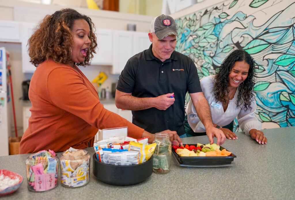 Groundwork members enjoying community-  food and conversation