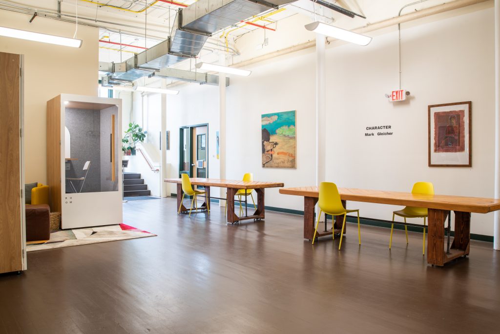 groundwork community art space, an brightly lit open gallery space located in New Bedford, MA